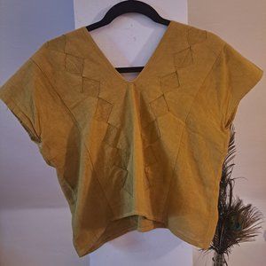 Small Green Linen Crop Top
